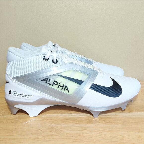 Nike Alpha Menace 4 Pro Football Cleats FD7037-100 White Silver Men's Size 9.5 - Picture 1 of 7